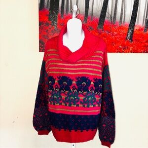 🔥🔥 Cato Red Multicolor Patterned Cowl Neck Sweater